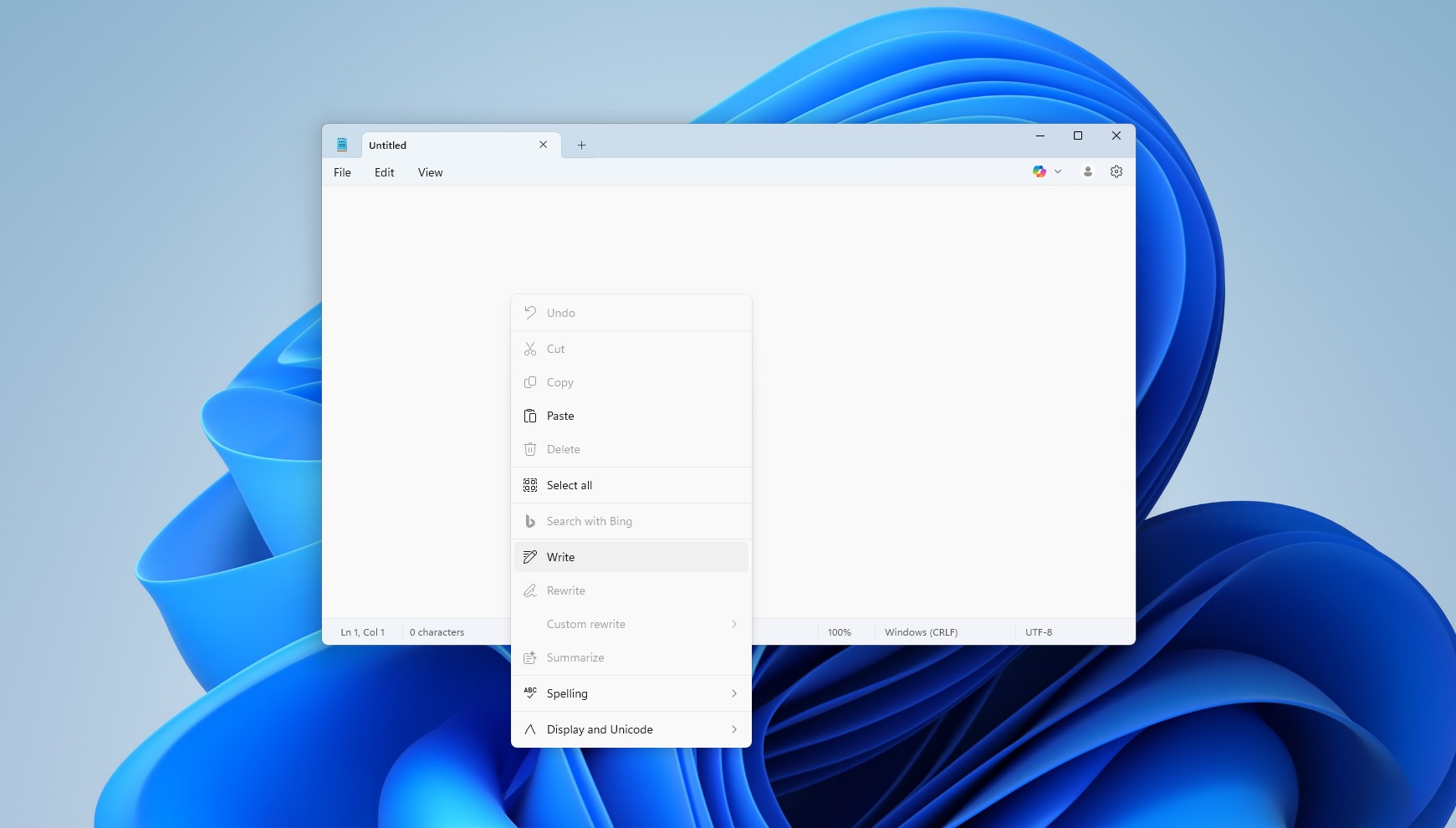Notepad Write AI for Windows 11